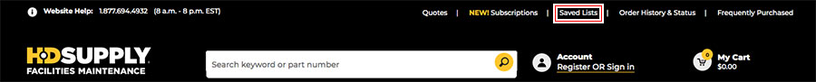 Use A Saved List Screenshot